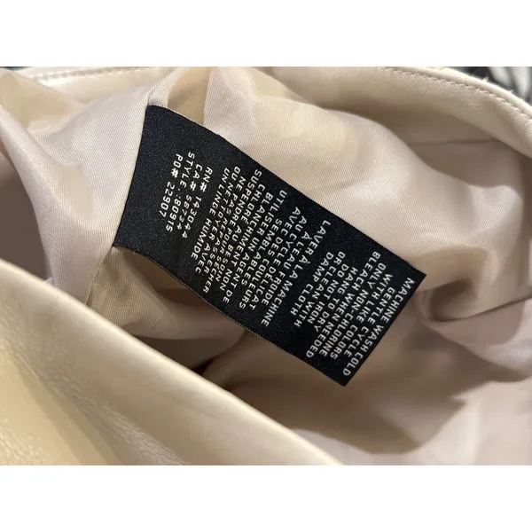 NEW Bagatelle Collection Mini Skirt Women L Cream Faux Leather Stitched Modern - Image 11