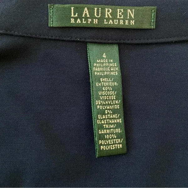 Ralph Lauren Blue Ponte Zip Front Size 4 Tailored Style Jacket - Image 3