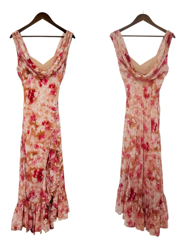ASTR Cecilia Cowl Neck Maxi Dress Small Mauve Pink Floral Wedding Guest Revolve - Image 3