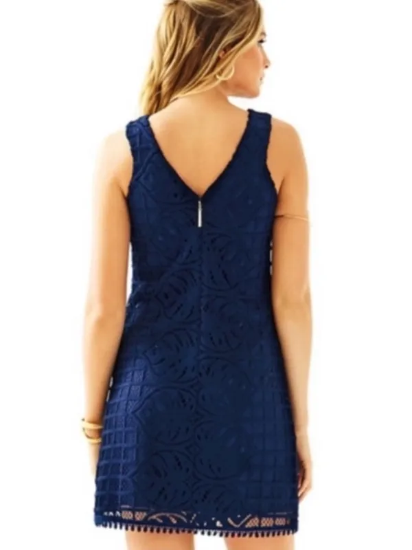 Lilly Pulitzer Women's Mango Shift Lace Knit Dress S Sleeveless Navy Blue - Image 2