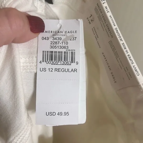 American Eagle Ne(x)t Level Curvy High-Waisted White Sz 12/31W Jeggings - Image 12