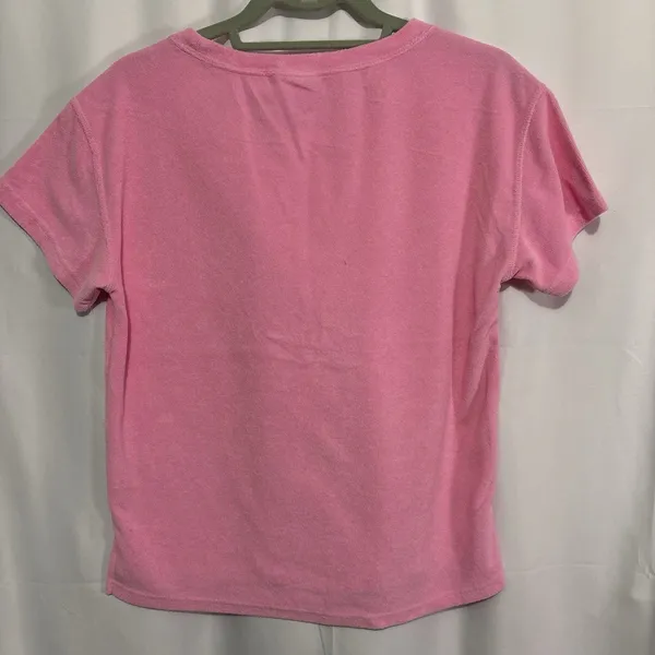 Hot Pink Terry Cloth Top T-Shirt Sz XS Beach Barbiecore Baby Tee Summer Surf‎ - Image 5