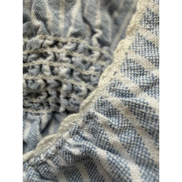 Brandy Melville Blue White Lace Trim Babydoll Tank Top Striped Cottagecore Y2K 90 - Image 5