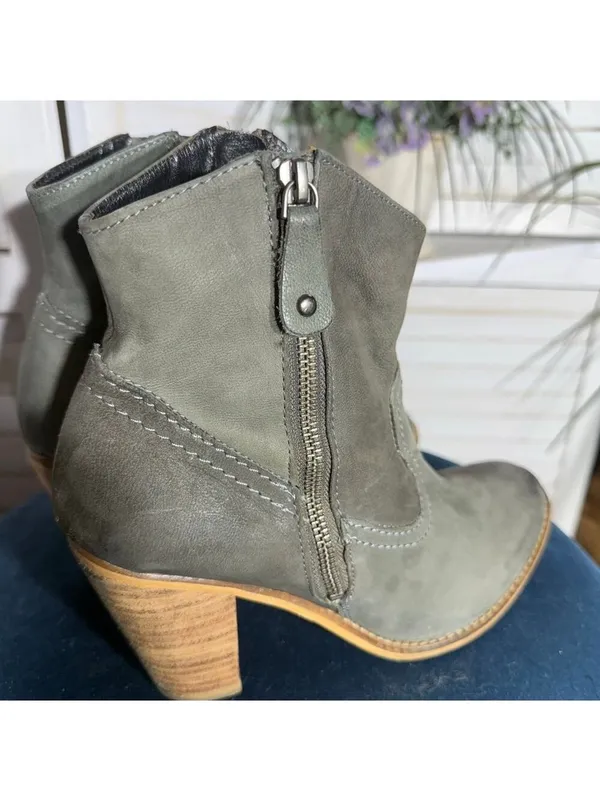 Rebel Taupe Gray Leather Ankle Cowboy Boots Size 9 - Image 2