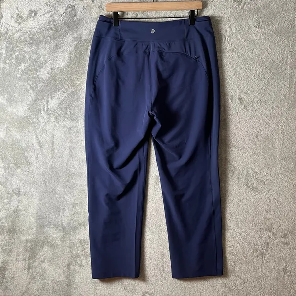 Athleta Fairway High Rise Golf Pants‎ Navy Blue Size 14 Straight Leg Semi Fitted - Image 3