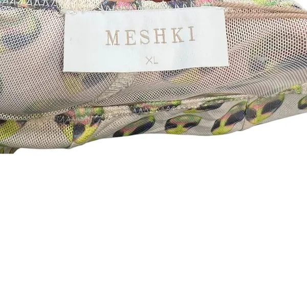 Meshki Nora Mesh Straight Leg‎ Pant Sheer Alien Print Cream Green Size XL - Image 11