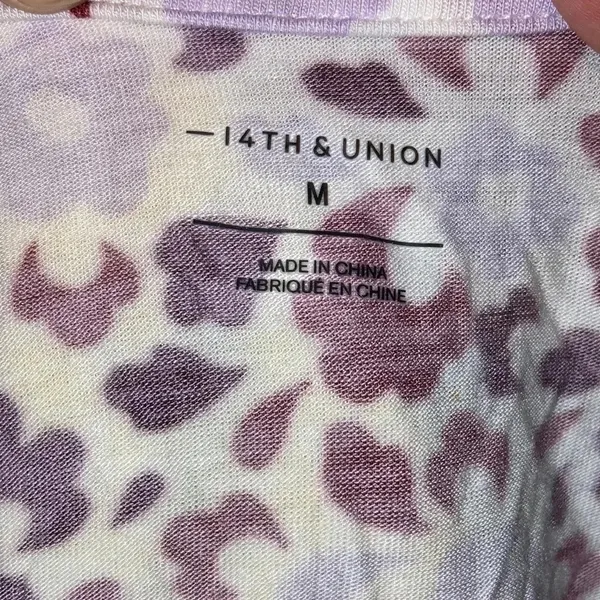 14th & Union Shirred Shoulder Tank Top Floral Tee M v6x - Image 5