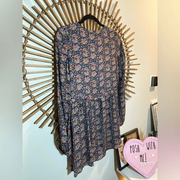 Sézane Penelope Silk Floral Mini Dress in Ochre V-Neck LS Cottagecore French XS - Image 11