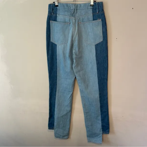 Good American Good Boy Two-Tone Step Hem High Waist Boyfriend Jeans 8/29 - Image 3