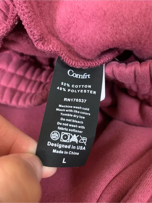 Comfrt Burgundy Sweatpants L Wide Leg Oversized Fleece Lounge Athleisure - Image 6