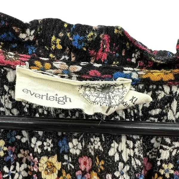Everleigh Floral Paisley Peasant Blouse Long Sleeve Black Multicolor Womens XL - Image 9
