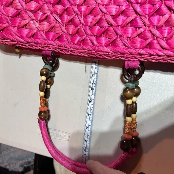 Barney’s New York NWT Pink Straw‎ Beaded Handle Tote Bag - Image 10