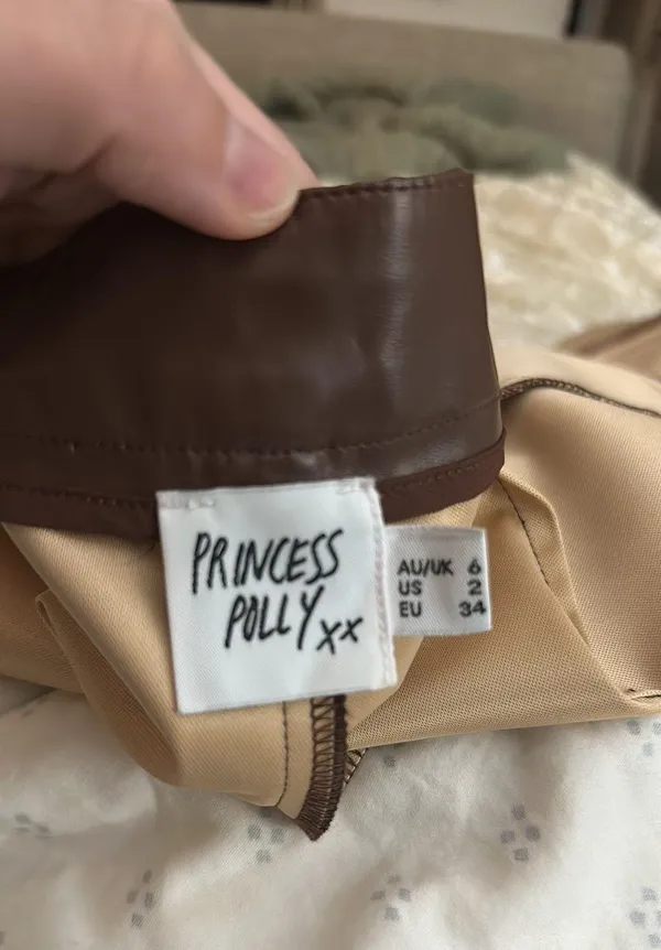 Princess Polly Vegan Leather Pants Brown - Image 5
