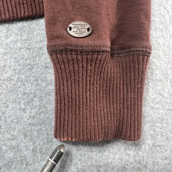 Abercrombie & Fitch Vintage Full-Zip Mock Neck Brown Sweatshirt - Image 5