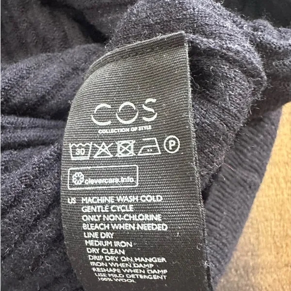 COS 100% Wool Black Textured Knit Sweater Pullover Women’s Small - Image 7