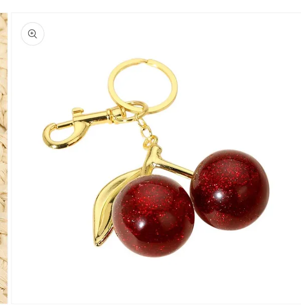 Glittered Cherry Keychain / Bag Charm Red - Image 4
