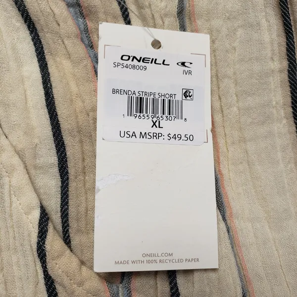 O'Neill Women's Brenda Stripe Shorts in Tapioca size XL NWT - Image 9