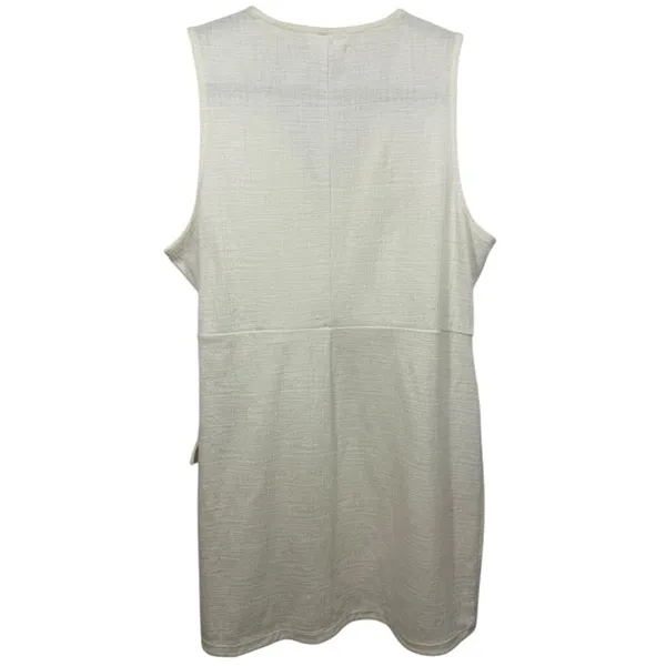 Madewell‎ Crosshatch Side Tie Sleeveless Faux Wrap Dress Bright Ivory XL - Image 5