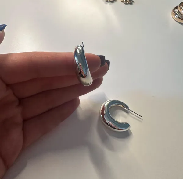Silver Hoop Earrings - Image 2