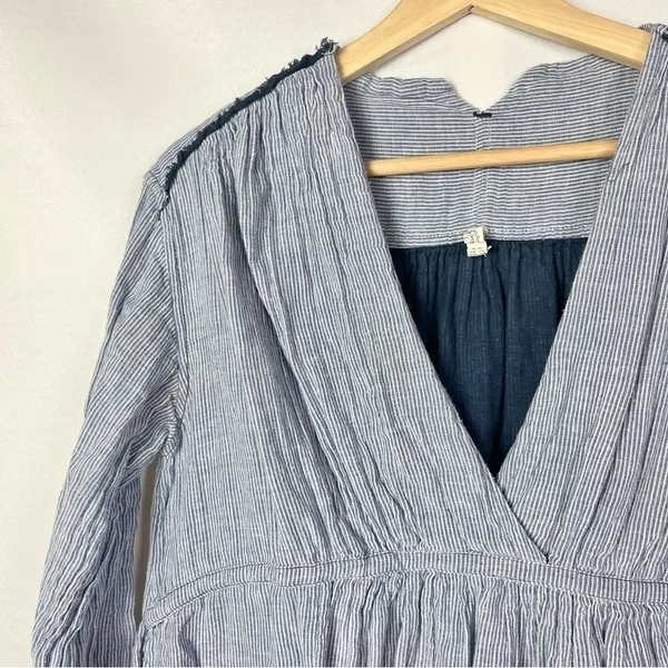 Free‎ People All Who Wander Blue Stripe Wrap Long Sleeve M - Image 5