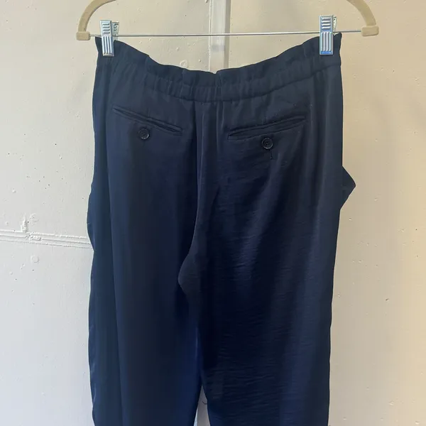 BCBGMAXAZRIA Navy Satin Jogger Pants Cuffed Tapered XS JUF2D730 Sporty Casual - Image 5