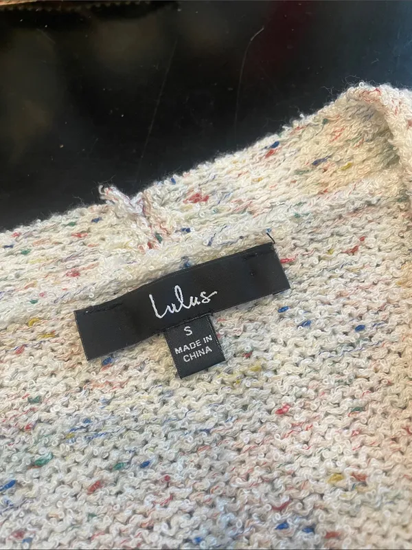 Lulus cream with multicolor specks Cardigan sweater small - Image 4