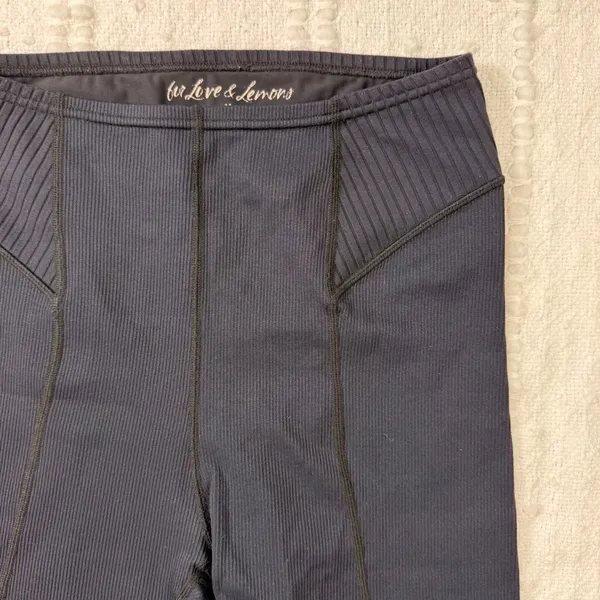 For Love & Lemons Womens Black Ribbed Paneled High Waisted Biker Shorts Size M - Image 3