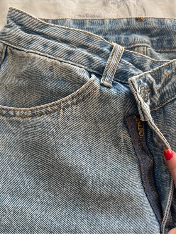 High-Rise Light Blue Denim Maxi Skirt with Front Slit, size XS western casual - Image 7