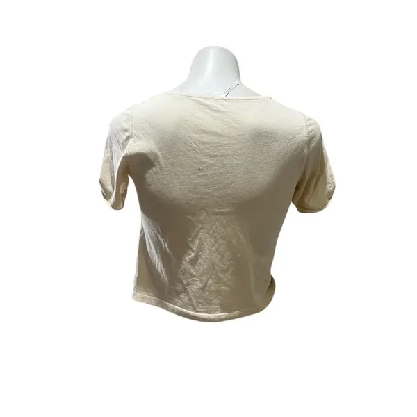 Free People Women's XS Beige Henley Tee Short Sleeve Casual Top - Image 4
