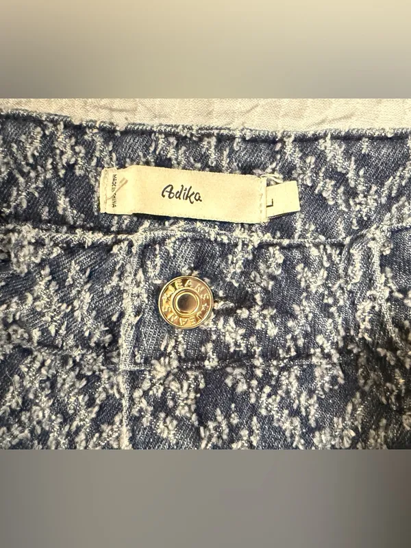 Adika Blue Chevron-Patterned Distressed Denim Shorts - Image 3