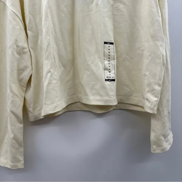 Nike‎ Solid Cream Long Sleeve Cropped Oversized Pullover Sweatshirt Size M NWT - Image 3