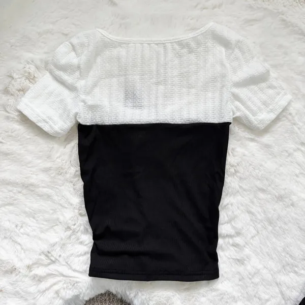 Dazy black & white lace-up corset top - Image 4