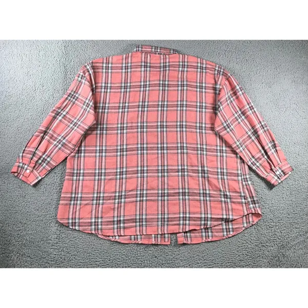 Plaid‎ Button Up Shirt Women 3XL Pink Plaid L/S Casual Western Pastel Layering - Image 3