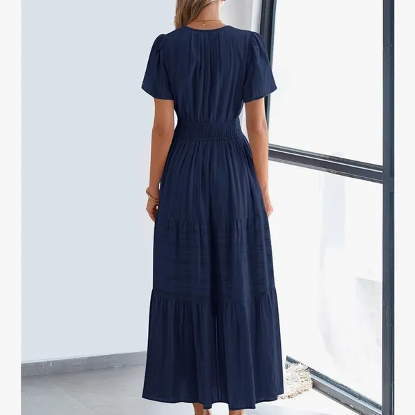 Cotton pocket Navy Blue Maxi Dress - Image 5