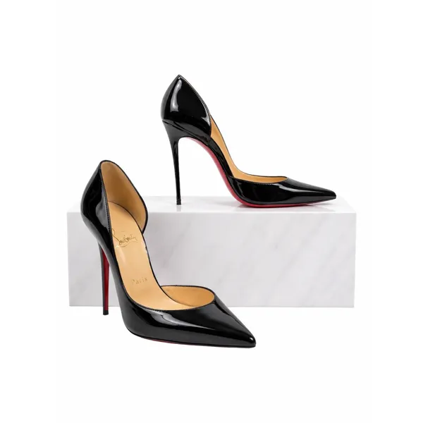 Christian Louboutin Iriza 100 Patent Leather d'Orsay Pump Black Size 39 - Image 3
