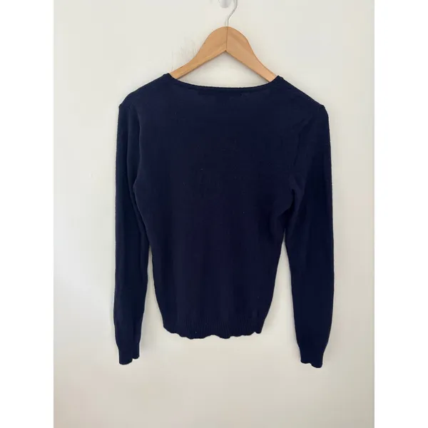 Ralph Lauren Sport Navy Blue‎ Merino Wool Cashmere V-Neck Sweater Womens Large - Image 4