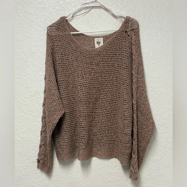 BILLABONG Brown Off-the-Shoulder Knit Sweater Size Large - Image 10