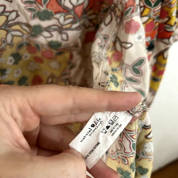 Natural Life Shirt Dress Floral Retro Womens Size Large Orange Cream - Image 7