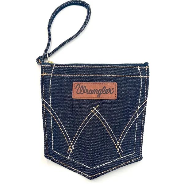 Wrangler‎ Denim Pocket Wristlet Pouch Dark Wash Cotton Blue Western Americana - Image 2