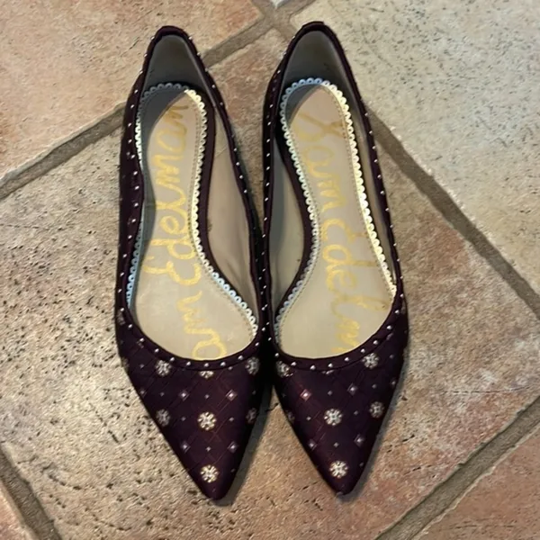 Sam Edelman maroon & gold floral print ballet flat - Image 2