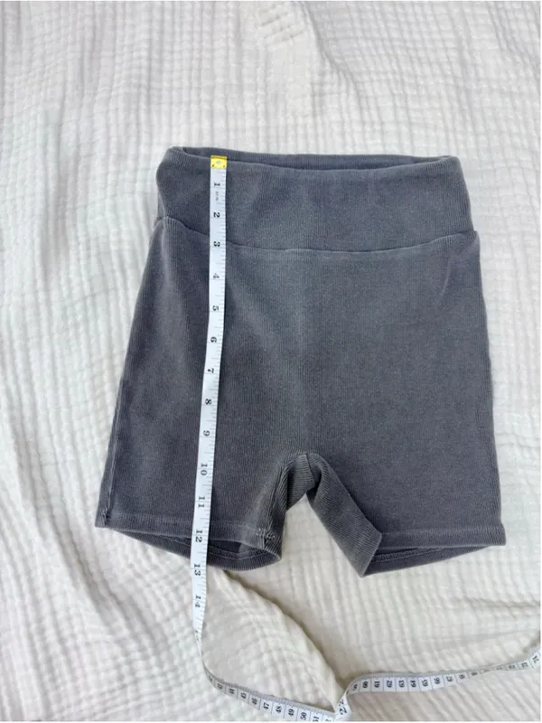 Women's Bijou Ribbed Bike Shorts Grey Size M - Image 6