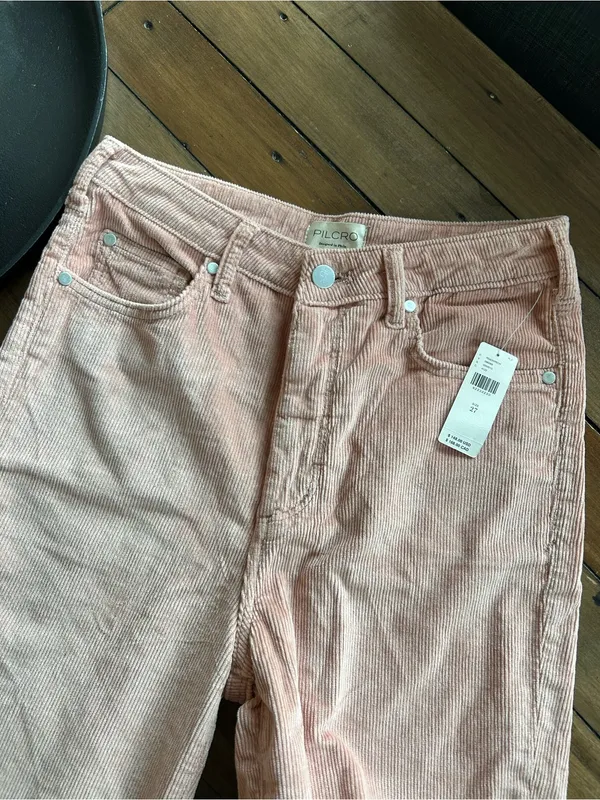 NWT Anthropologie Pilcro Scotty High Rise Cuffed Corduroy Pink Pants 27 - Image 7