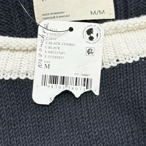 We The Free Ella Colorblock Roll Neck Knit Sweater Black & Cream M NWT - Image 7