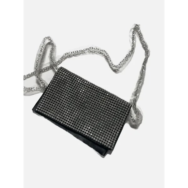 Amber Sceats Rhinestone Clutch Womens Small‎ Black Crystal Evening Crossbody Bag - Image 2