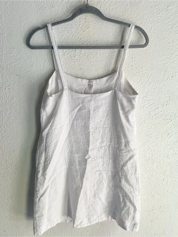 J.Crew Claudia White Linen Shift Mini Dress XS coastal quiet luxury - Image 3