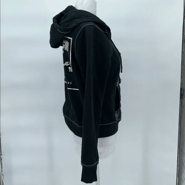 True Religion World Tour Zip Hoodie Women’s Large Black Buddha Graphic - Image 5