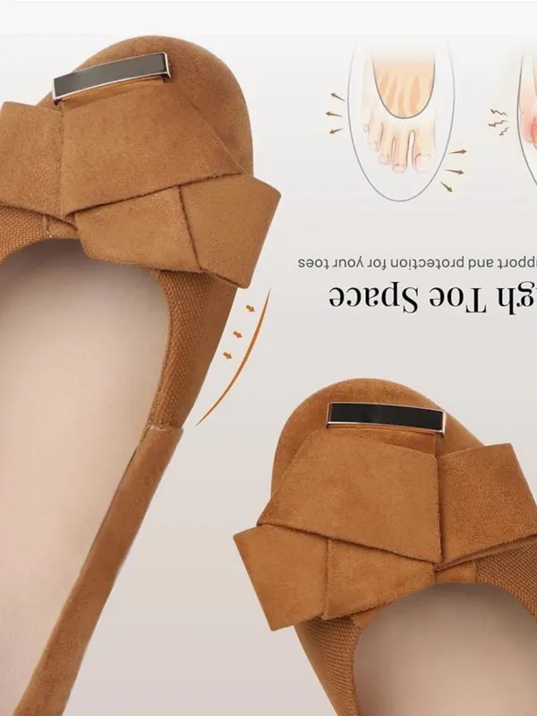 Benassal Women's Tan Block Heel Pumps with Bow and Metal Accent Size 8.5 - Image 4