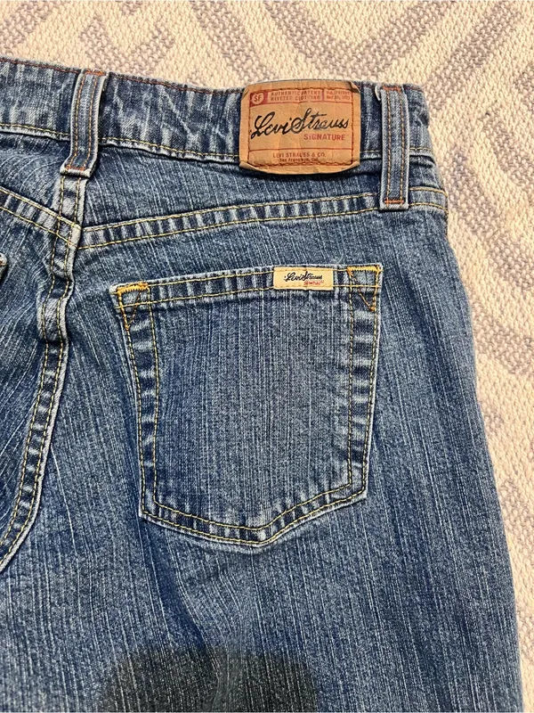 LEVI’S Signature Stretch Mid Rise Straight Leg Blue Denim Jeans 6 Medium - Image 7