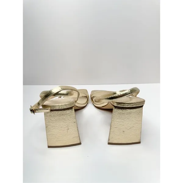 BP‎ Sandals Womens Size 5 Gold Parker Ankle Strap Chunky Triangular Heels - Image 6