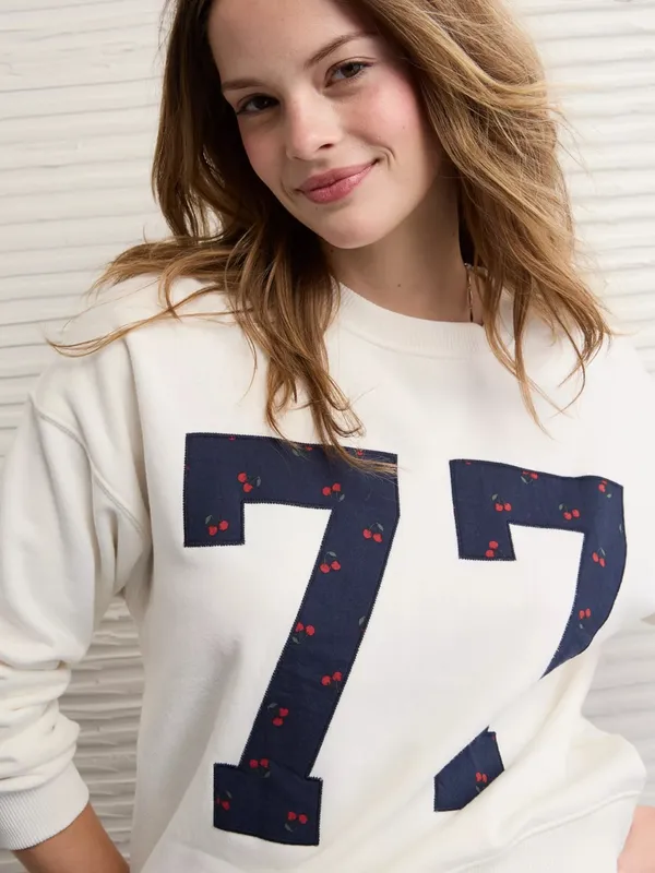 American Eagle Relaxed Graphic Sweatshirt with cherry details - Image 2